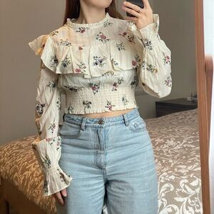 Floral Cream Women's Top from Zara